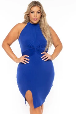 Plus Size Halter Knotted Dress - Royal Blue 3 Plus Size Halter Knotted Dress - Royal Blue -Kitchensuppliesdeal curvy sense dresses plus size halter knotted dress royal blue 30103410704481