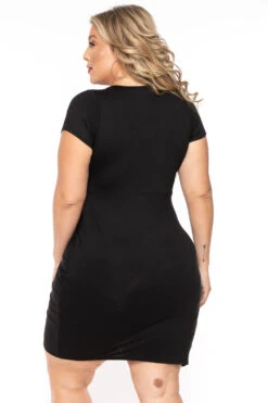 Plus Size Ines Twist Front Dress- Black -Kitchensuppliesdeal curvy sense dresses plus size ines twist front dress black 30337071906913