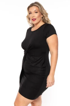Plus Size Ines Twist Front Dress- Black -Kitchensuppliesdeal curvy sense dresses plus size ines twist front dress black 30337088847969