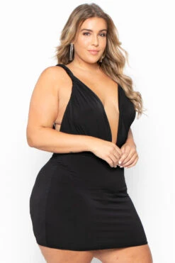 Plus Size Infinity Mini Dress - Black -Kitchensuppliesdeal curvy sense dresses plus size infinity mini dress black 29592076025953