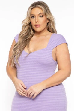 Plus Size Jada Ribbed Bodycon Dress - Lavender -Kitchensuppliesdeal curvy sense dresses plus size jada ribbed bodycon dress lavender 31918332280929