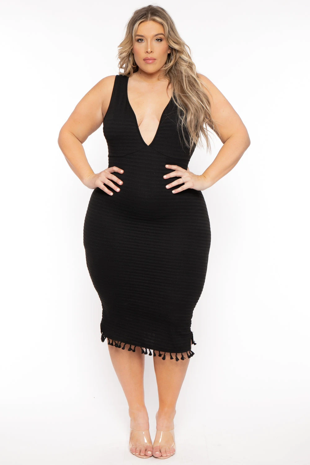 Plus Size Jane Ribbed Midi Dress - Black Plus Size Jane Ribbed Midi Dress - Black -Kitchensuppliesdeal curvy sense dresses plus size jane ribbed midi dress black 31791539454049
