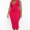 Plus Size Jane Ribbed Midi Dress - Red -Kitchensuppliesdeal curvy sense dresses plus size jane ribbed midi dress red 31903632162913