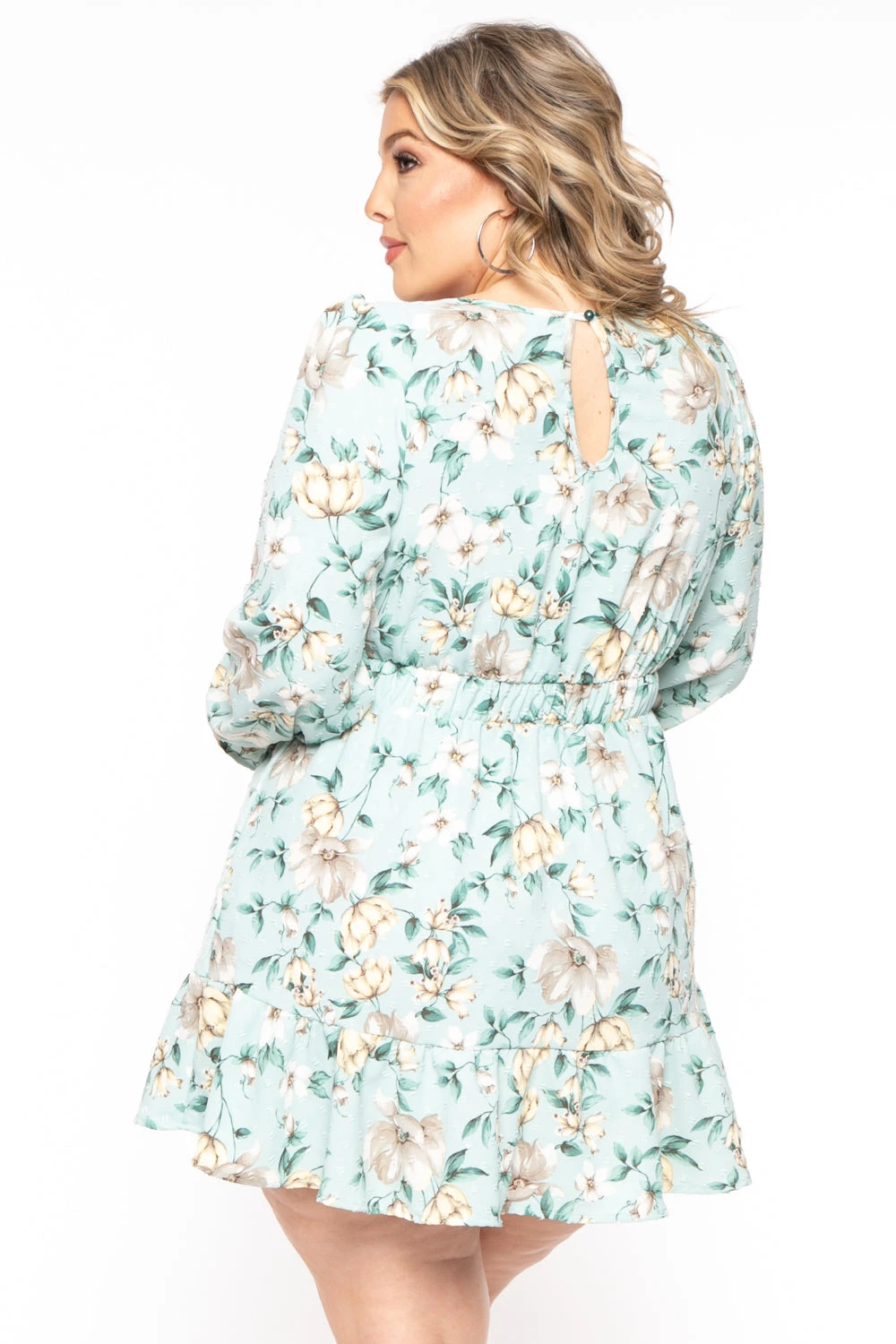 Plus Size Jocelyn Ruffle Flare Floral Dress- Blue Plus Size Jocelyn Ruffle Flare Floral Dress- Blue -Kitchensuppliesdeal curvy sense dresses plus size jocelyn ruffle flare floral dress blue 31383952588897