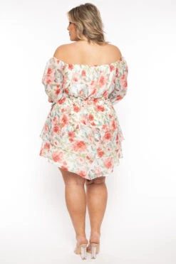 Plus Size Jolene Chiffon Floral Dress - Ivory -Kitchensuppliesdeal curvy sense dresses plus size jolene chiffon floral dress ivory 31754599694433