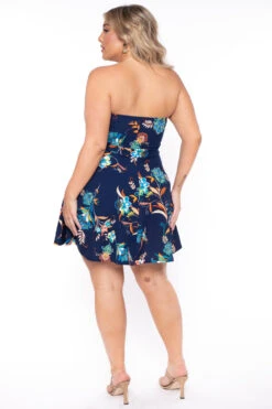 Plus Size Kaila Floral Dress- Blue -Kitchensuppliesdeal curvy sense dresses plus size kaila floral dress blue 29439791235169