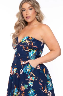 Plus Size Kaila Floral Dress- Blue -Kitchensuppliesdeal curvy sense dresses plus size kaila floral dress blue 29439791300705