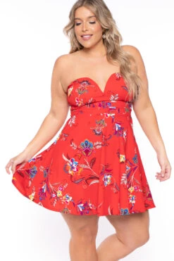 Plus Size Kaila Floral Dress- Red 4 Plus Size Kaila Floral Dress- Red -Kitchensuppliesdeal curvy sense dresses plus size kaila floral dress red 29448308195425