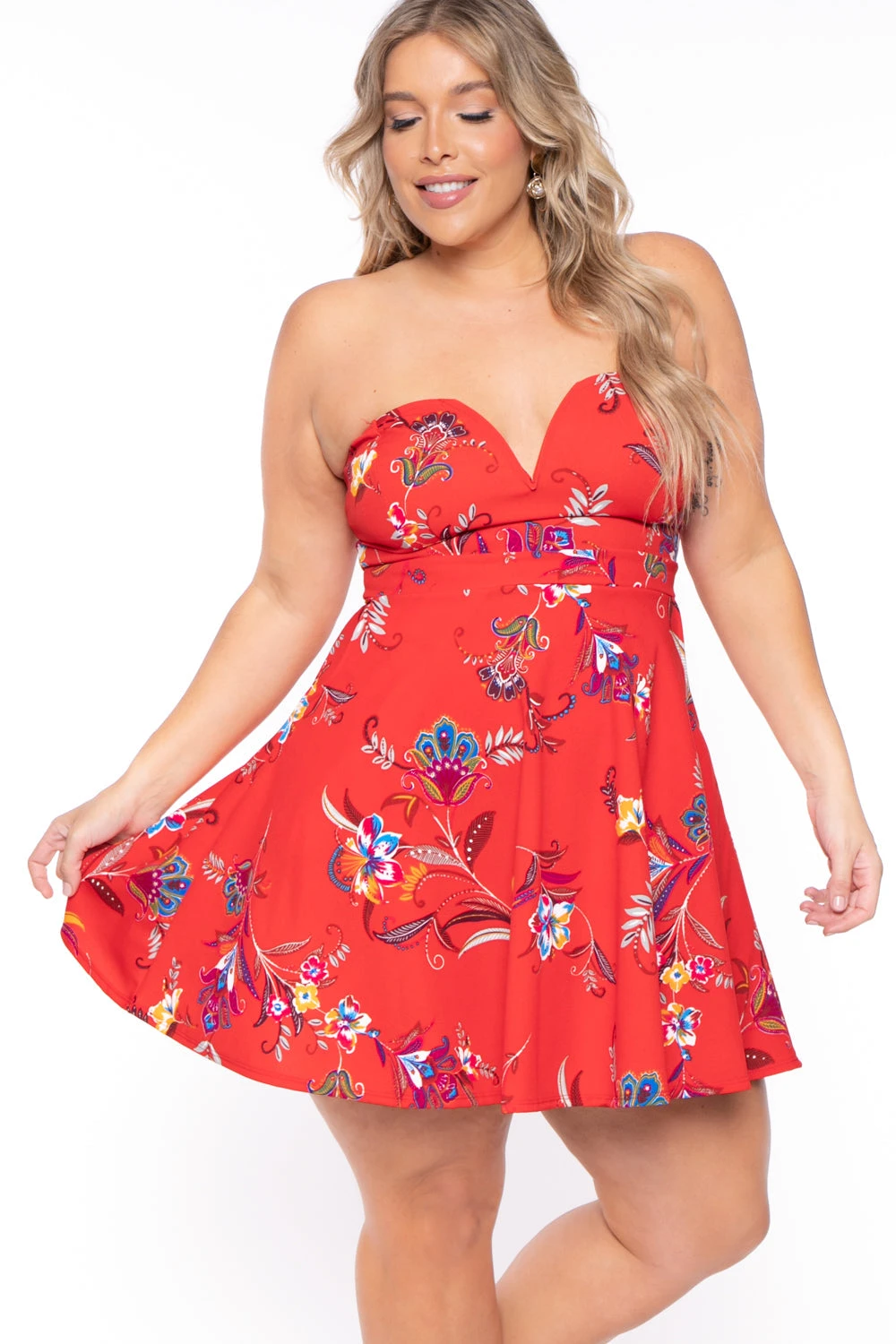 Plus Size Kaila Floral Dress- Red Plus Size Kaila Floral Dress- Red -Kitchensuppliesdeal curvy sense dresses plus size kaila floral dress red 29448308195425
