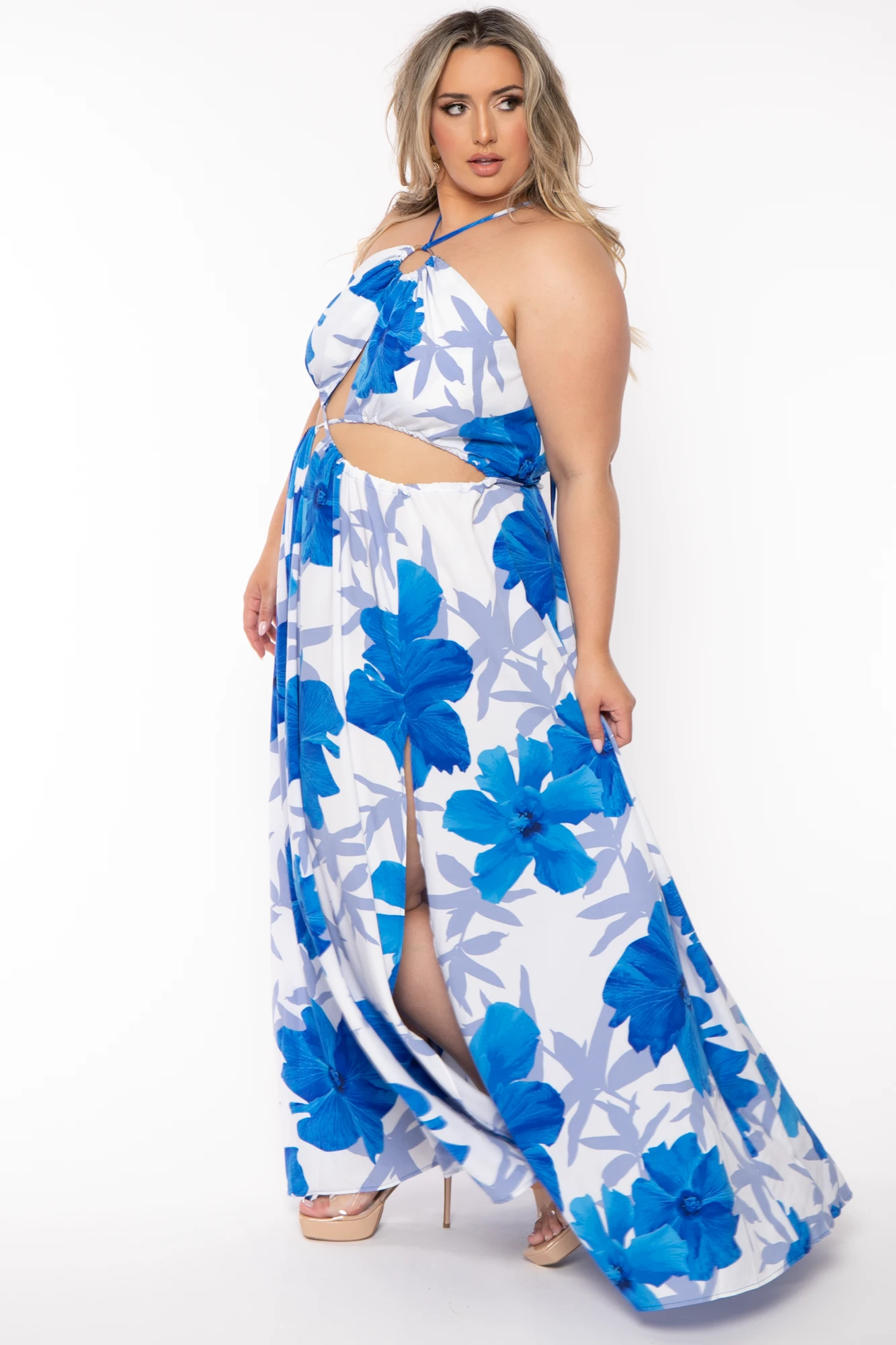 Plus Size Kalena Twist Front Maxi Dress - Blue Plus Size Kalena Twist Front Maxi Dress - Blue -Kitchensuppliesdeal curvy sense dresses plus size kalena twist front maxi dress blue 32067802464353