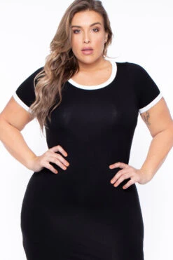 Plus Size Kate Tee Dress - Black -Kitchensuppliesdeal curvy sense dresses plus size kate tee dress black 29592668405857