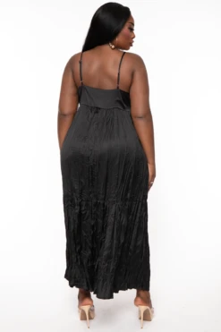 Plus Size Krystle Crinkle Satin Maxi Dress - Black -Kitchensuppliesdeal curvy sense dresses plus size krystle crinkle satin maxi dress black 32288874692705