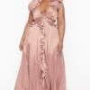Plus Size Leonora Ruffle Satin Dress - Mauve 1 Plus Size Leonora Ruffle Satin Dress - Mauve -Kitchensuppliesdeal curvy sense dresses plus size leonora ruffle satin dress mauve 32127416434785