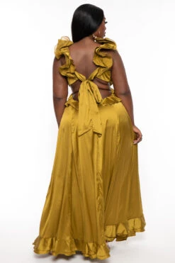 Plus Size Leonora Ruffle Satin Dress - Mustard 5 Plus Size Leonora Ruffle Satin Dress - Mustard -Kitchensuppliesdeal curvy sense dresses plus size leonora ruffle satin dress mustard 32066352545889