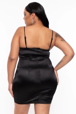 Plus Size Lilith Satin Mini Dress - Black -Kitchensuppliesdeal curvy sense dresses plus size lilith satin mini dress black 29442073231457