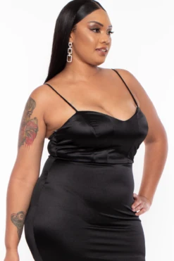 Plus Size Lilith Satin Mini Dress - Black -Kitchensuppliesdeal curvy sense dresses plus size lilith satin mini dress black 29442073985121