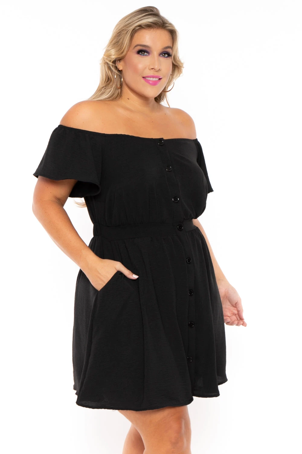 Plus Size Luciana Front Button Dress - Black Plus Size Luciana Front Button Dress - Black -Kitchensuppliesdeal curvy sense dresses plus size luciana front button dress black 30190577614945