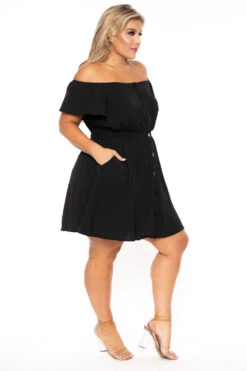 Plus Size Luciana Front Button Dress - Black 4 Plus Size Luciana Front Button Dress - Black -Kitchensuppliesdeal curvy sense dresses plus size luciana front button dress black 30190577811553