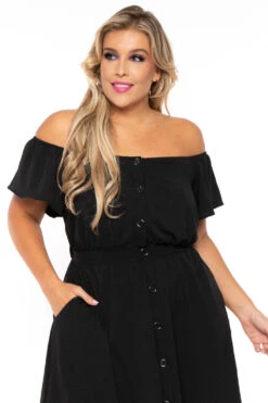 Plus Size Luciana Front Button Dress - Black 6 Plus Size Luciana Front Button Dress - Black -Kitchensuppliesdeal curvy sense dresses plus size luciana front button dress black 30190578008161