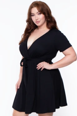 Plus Size Lucy Flare Dress - Black -Kitchensuppliesdeal curvy sense dresses plus size lucy flare dress black 29443637280865