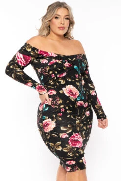 Plus Size Lydia Floral Midi Dress- Black -Kitchensuppliesdeal curvy sense dresses plus size lydia floral midi dress black 31138768453729