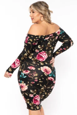 Plus Size Lydia Floral Midi Dress- Black -Kitchensuppliesdeal curvy sense dresses plus size lydia floral midi dress black 31138768617569
