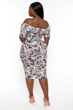 Plus Size Lydia Newspaper Print Dress- Multi -Kitchensuppliesdeal curvy sense dresses plus size lydia newspaper print dress multi 31919195095137