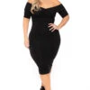 Plus Size Lydia Off The Shoulder Short Sleeve Dress- Black -Kitchensuppliesdeal curvy sense dresses plus size lydia off the shoulder short sleeve dress black 30598778290273