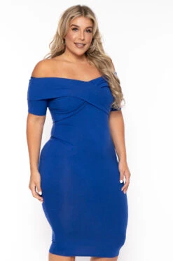 Plus Size Lydia Off The Shoulder Short Sleeve Dress- Blue 4 Plus Size Lydia Off The Shoulder Short Sleeve Dress- Blue -Kitchensuppliesdeal curvy sense dresses plus size lydia off the shoulder short sleeve dress blue 30026231873633