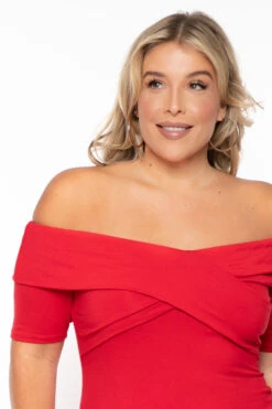 Plus Size Lydia Off The Shoulder Short Sleeve Dress- Red -Kitchensuppliesdeal curvy sense dresses plus size lydia off the shoulder short sleeve dress red 30026239475809
