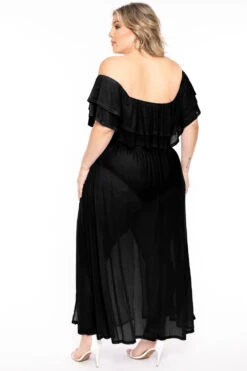 Plus Size Maia Off The Shoulder Maxi Dress - Black -Kitchensuppliesdeal curvy sense dresses plus size maia off the shoulder maxi dress black 31556026728545