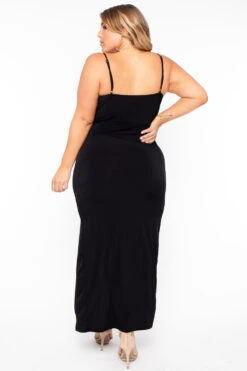 Plus Size Melissa M-Slit Dress - Black -Kitchensuppliesdeal curvy sense dresses plus size melissa m slit dress black 29591946920033