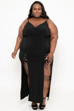 Plus Size Melissa M-Slit Dress - Black -Kitchensuppliesdeal curvy sense dresses plus size melissa m slit dress black 29591947214945