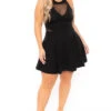 Plus Size Mesh-Inset Flare Dress - Black -Kitchensuppliesdeal curvy sense dresses plus size mesh inset flare dress black 30077774069857