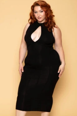 Plus Size Millie Keyhole Dress - Black -Kitchensuppliesdeal curvy sense dresses plus size millie keyhole dress black 29888193331297