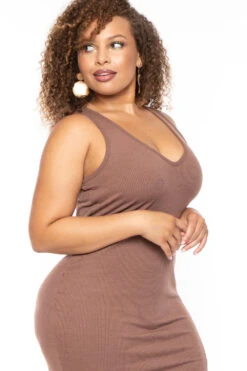 Plus Size Must Have Bodycon Dress - Brown -Kitchensuppliesdeal curvy sense dresses plus size must have bodycon dress brown 30345873817697
