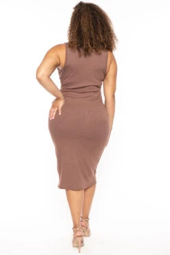 Plus Size Must Have Bodycon Dress - Brown -Kitchensuppliesdeal curvy sense dresses plus size must have bodycon dress brown 30345874833505