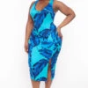 Plus Size Must Have Bodycon Palm Print Dress - Blue 1 Plus Size Must Have Bodycon Palm Print Dress - Blue -Kitchensuppliesdeal curvy sense dresses plus size must have bodycon palm print dress blue 31763836895329