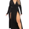Plus Size Naomi M-Slit Dress- Black 2 Plus Size Naomi M-Slit Dress- Black -Kitchensuppliesdeal curvy sense dresses plus size naomi m slit dress black 30445746782305