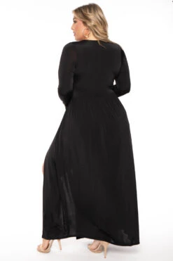 Plus Size Naomi M-Slit Dress- Black -Kitchensuppliesdeal curvy sense dresses plus size naomi m slit dress black 30445747568737