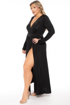 Plus Size Naomi M-Slit Dress- Black -Kitchensuppliesdeal curvy sense dresses plus size naomi m slit dress black 30445748027489