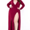 Plus Size Naomi M-Slit Dress- Burgundy 1 Plus Size Naomi M-Slit Dress- Burgundy -Kitchensuppliesdeal curvy sense dresses plus size naomi m slit dress burgundy 29440343408737
