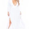 Plus Size Narine Plunging Maxi Dress- White 2 Plus Size Narine Plunging Maxi Dress- White -Kitchensuppliesdeal curvy sense dresses plus size narine plunging maxi dress white 29440290357345