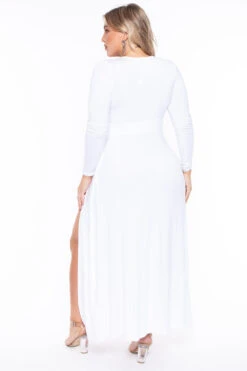 Plus Size Narine Plunging Maxi Dress- White -Kitchensuppliesdeal curvy sense dresses plus size narine plunging maxi dress white 29440299532385