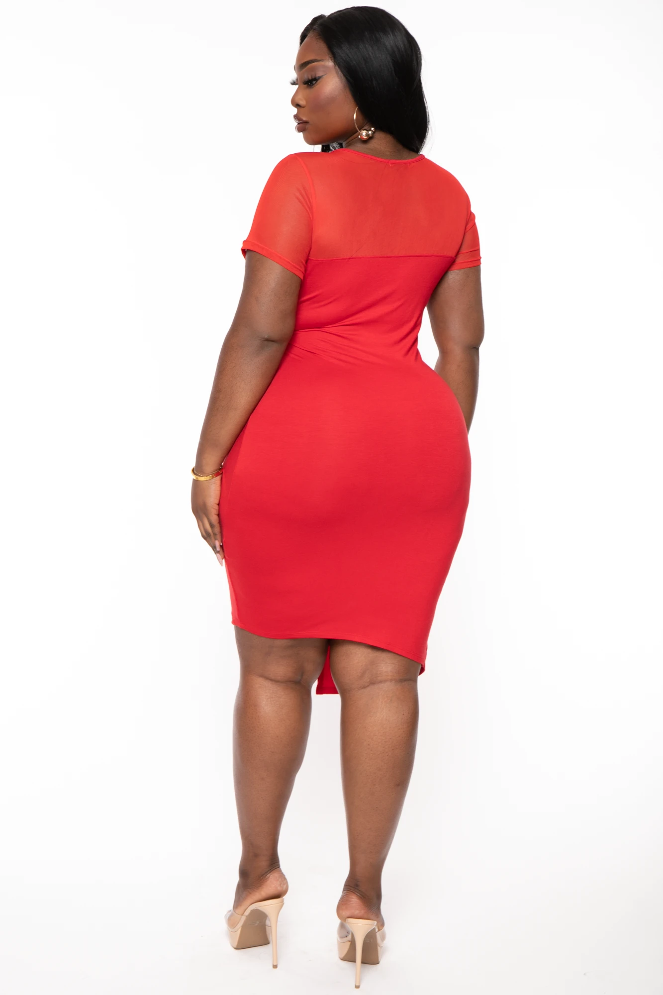 Plus Size Nezza Twist Front Short Sleeve Dress- Red Plus Size Nezza Twist Front Short Sleeve Dress- Red -Kitchensuppliesdeal curvy sense dresses plus size nezza twist front short sleeve dress red 32213354020961