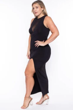 Plus Size Nicki Mesh Maxi Dress - Black -Kitchensuppliesdeal curvy sense dresses plus size nicki mesh maxi dress black 29447978909793