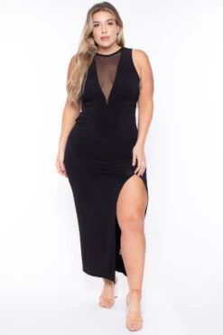 Plus Size Nicki Mesh Maxi Dress - Black -Kitchensuppliesdeal curvy sense dresses plus size nicki mesh maxi dress black 29447991656545