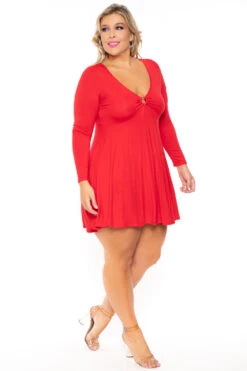 Plus Size Niela Flare Dress - Red -Kitchensuppliesdeal curvy sense dresses plus size niela flare dress red 30224570515553