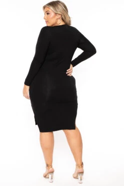 Plus Size Niela Midi Dress - Black -Kitchensuppliesdeal curvy sense dresses plus size niela midi dress black 30098651873377