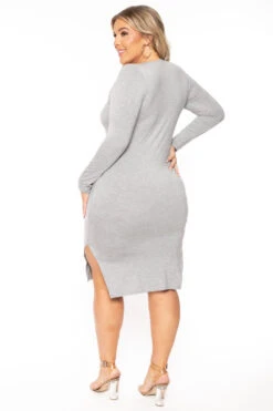 Plus Size Niela Midi Dress - Heather Grey 5 Plus Size Niela Midi Dress - Heather Grey -Kitchensuppliesdeal curvy sense dresses plus size niela midi dress heather grey 30098702696545